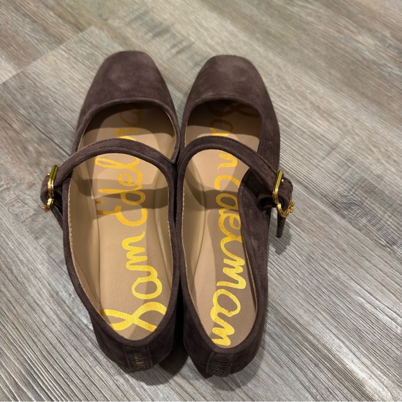 Sam Edelman Michaela Mary Jane Chocolate Brown Suede Buckle Flats - Picture 7 of 14